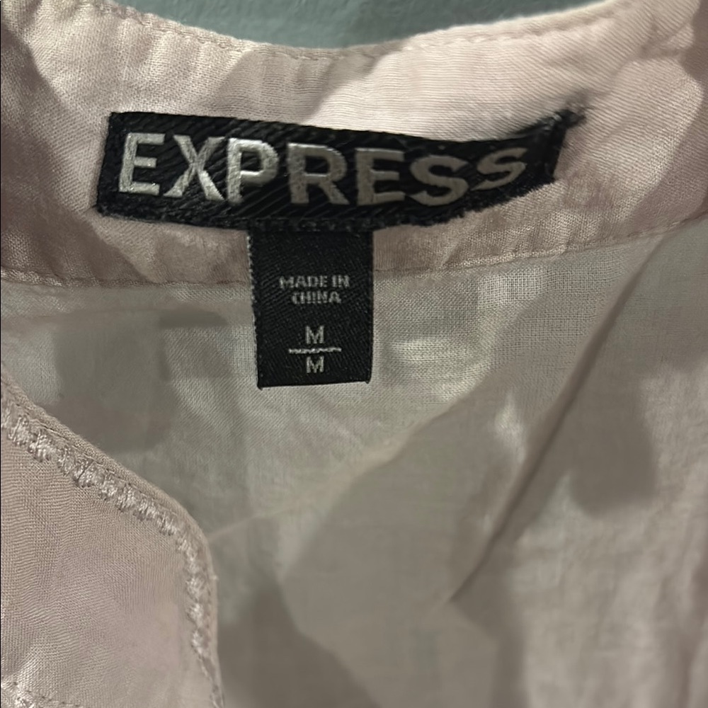 Express Cap Sleeve Mauve Button Down Blouse - image 2